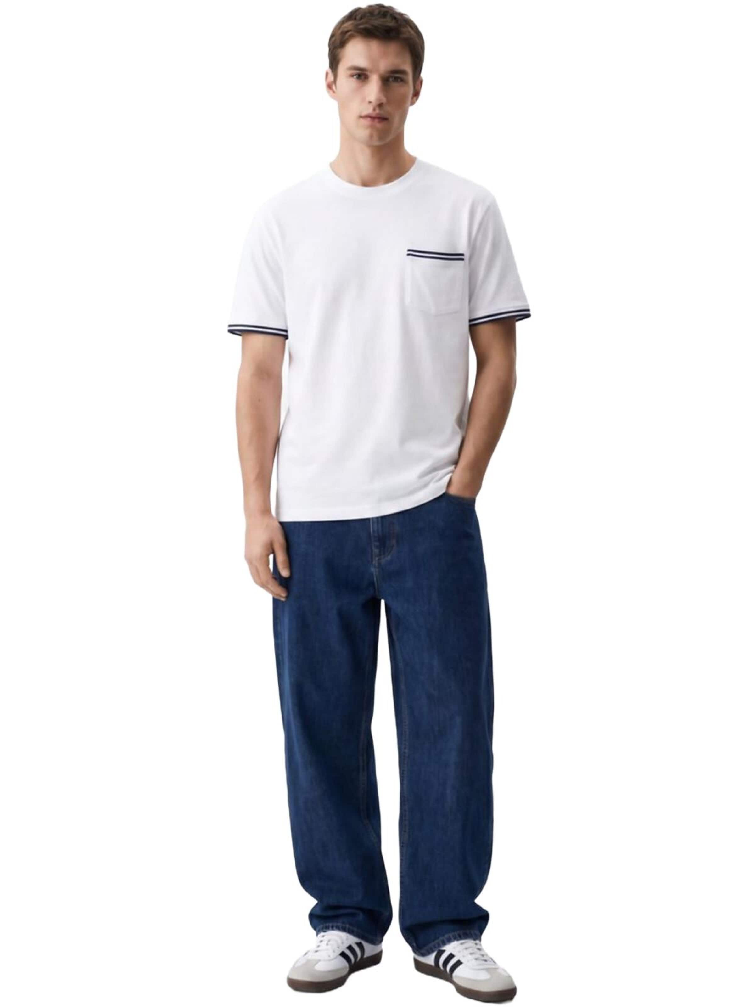 Maglietta 'LTB Jeans T-Shirt mit kontrastierenden Piqué-Details' di LTB Jeans in bianco: frontale