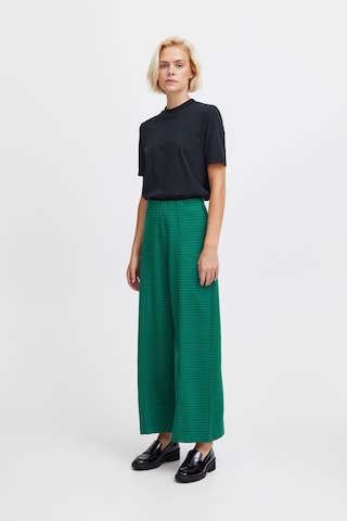 ICHI Wide leg Broek 'KATE' in Groen