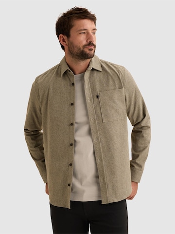 VANGUARD - Ajuste regular Camisa 'Shirt with button closure and jacquard pattern' en beige: frente