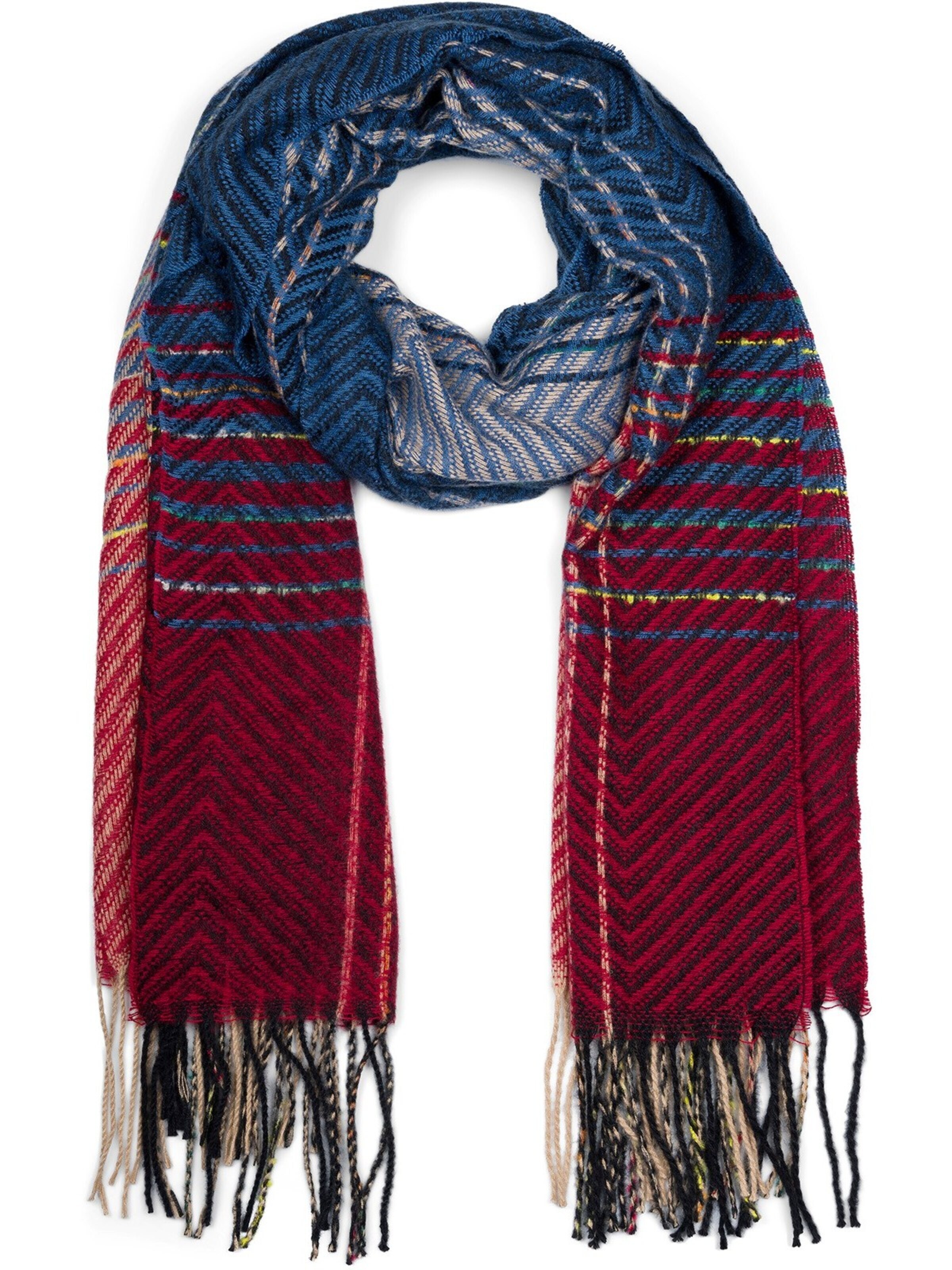 styleBREAKER Schal 'Feinstrick Schal Zick-Zack gestreift'‌ in One Size in blau, Produktansicht