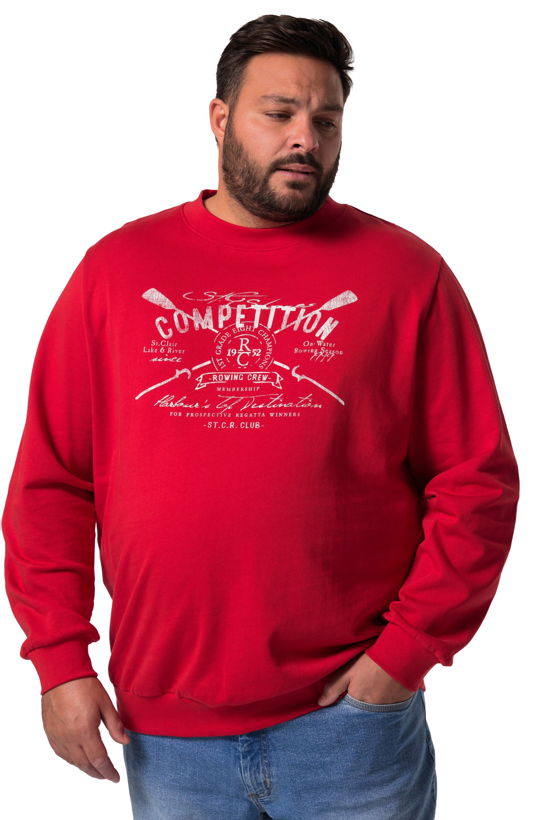 Men Plus Sweatshirt in Rood: voorkant