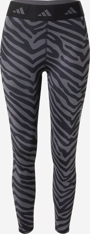 ADIDAS PERFORMANCE Skinny Sportovní kalhoty 'Hyperglam Techfit High-Waisted Zebra' – šedá: přední strana