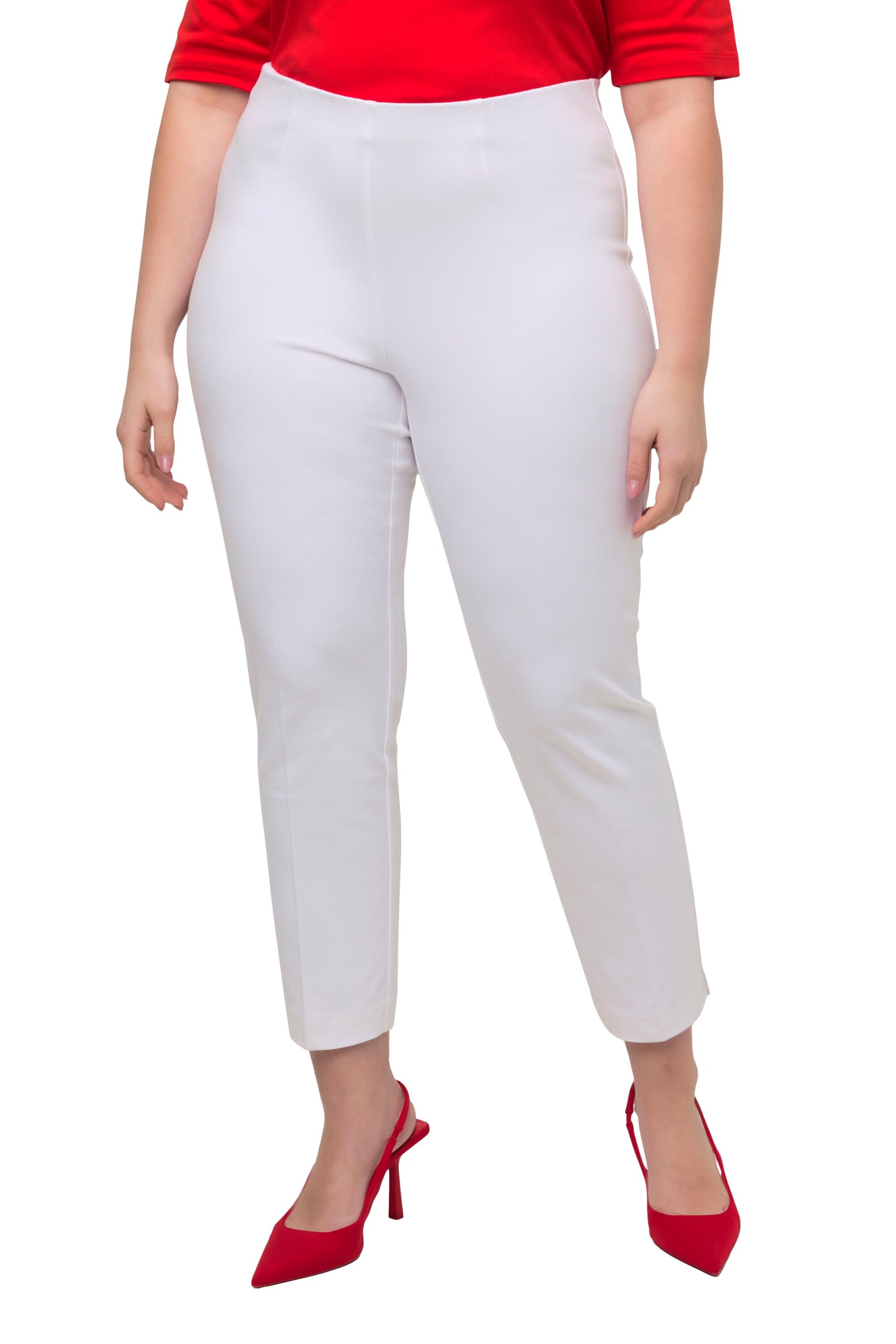 Ulla Popken Slimfit Hose in Weiß: Vorderseite