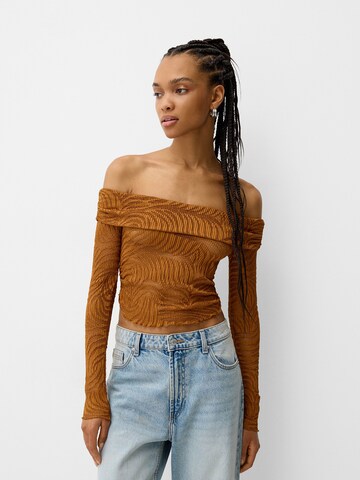 T-shirt Bershka en marron : devant
