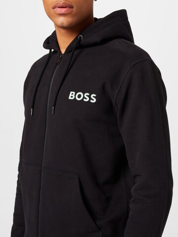 BOSS Orange Zip-Up Hoodie 'Zelogox' in Black