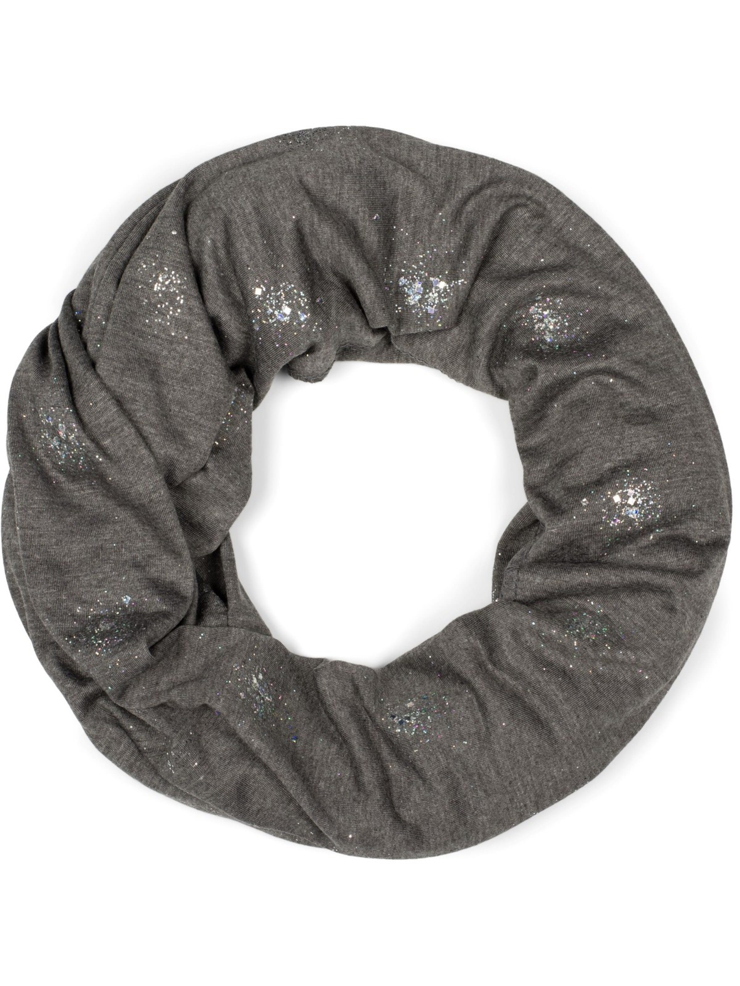 styleBREAKER Schlauchschal 'Loop Schal mit Glitzer und Pailletten Punkte'‌ in Grau: Vorderseite
