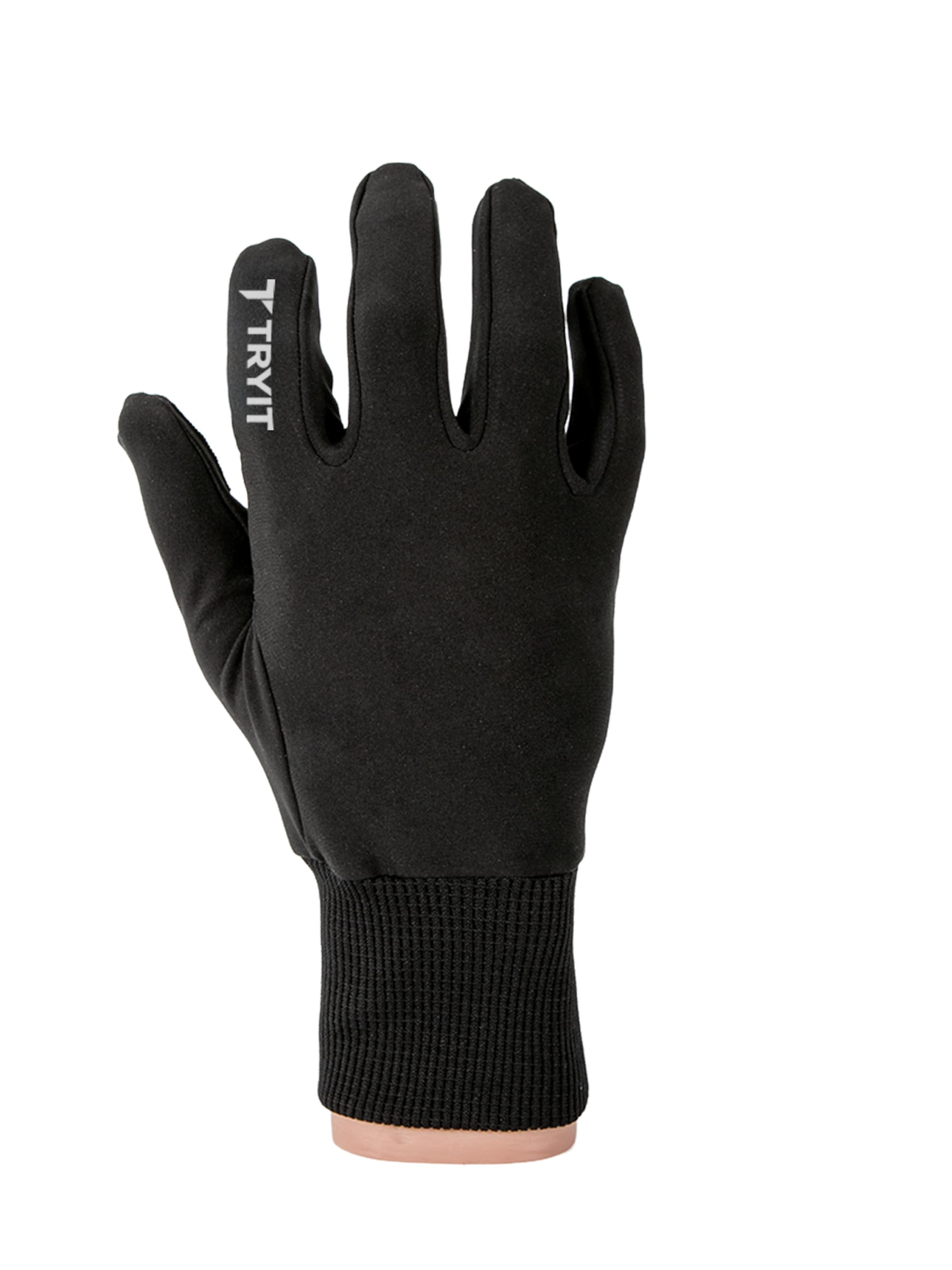 TRYIT Full Finger Gloves in Black: front