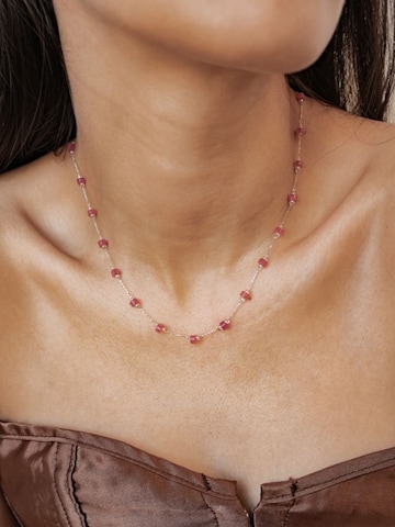 Hey Happiness Halsband 'Coral Glow' i silver