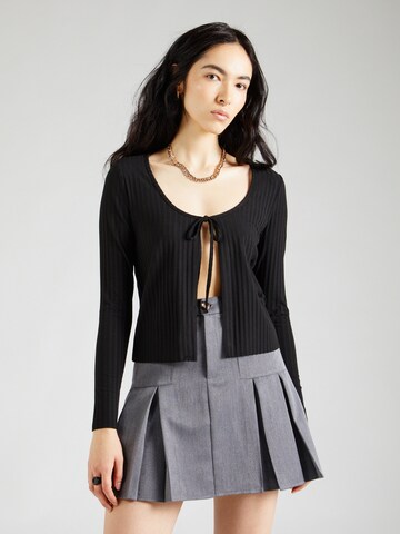 VILA Knit Cardigan 'RIBINI' in Black: front