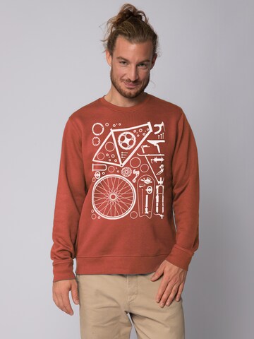 Watapparel Sweatshirt 'Fahrradteile' in Bruin: voorkant