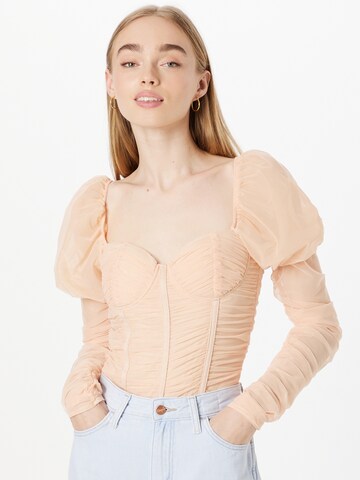 Misspap Blouse body in Beige: voorkant