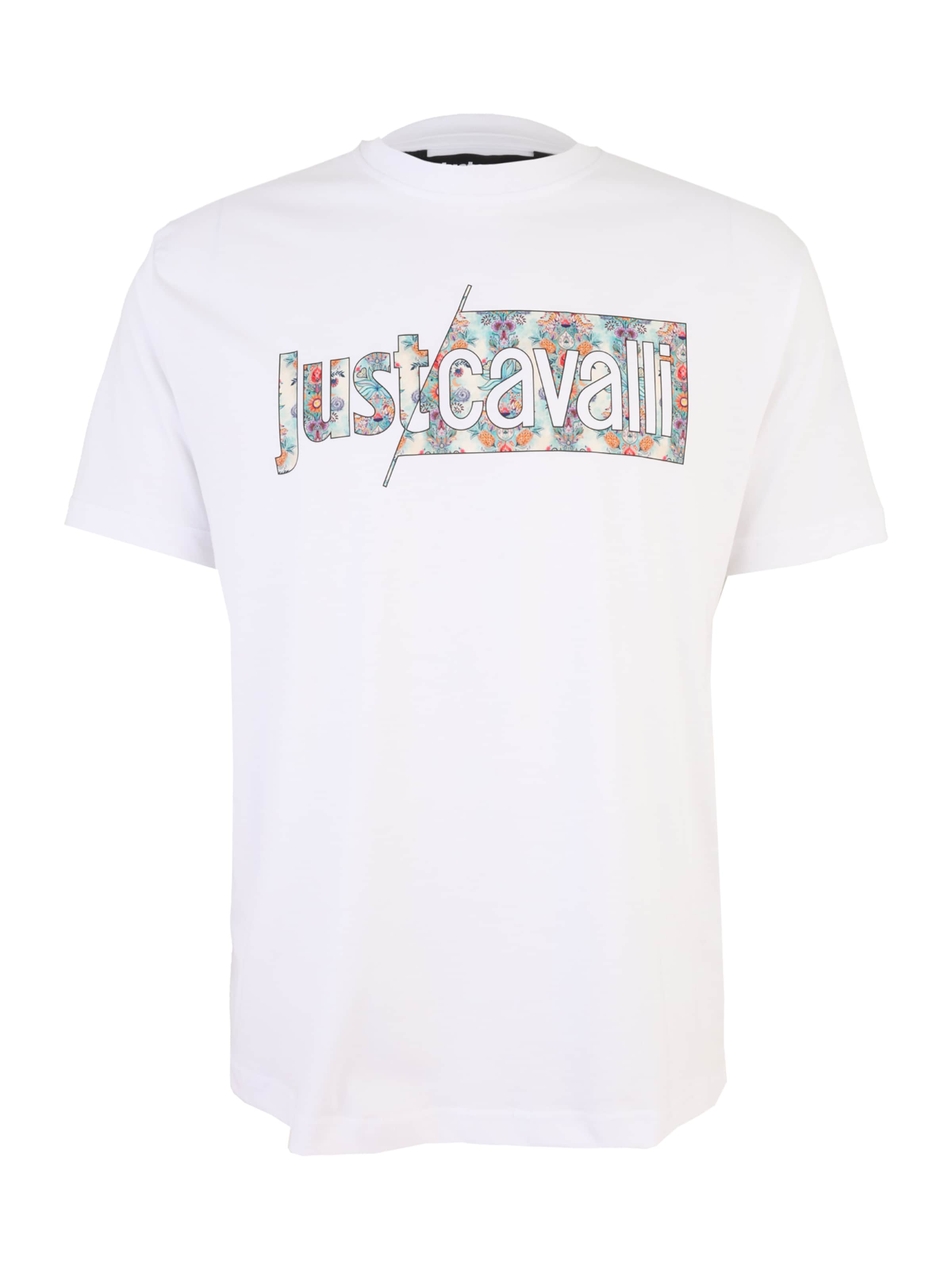 Just Cavalli T-shirt i grön / lila / korall / vit, Produktvy