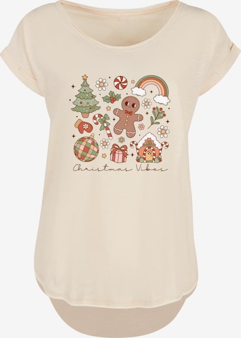 T-shirt 'Christmas' F4NT4STIC en beige : devant