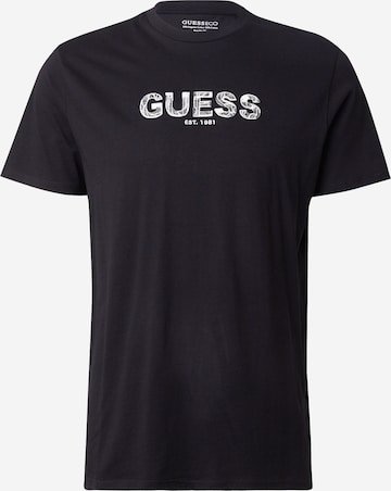 GUESS - Camiseta en negro: frente