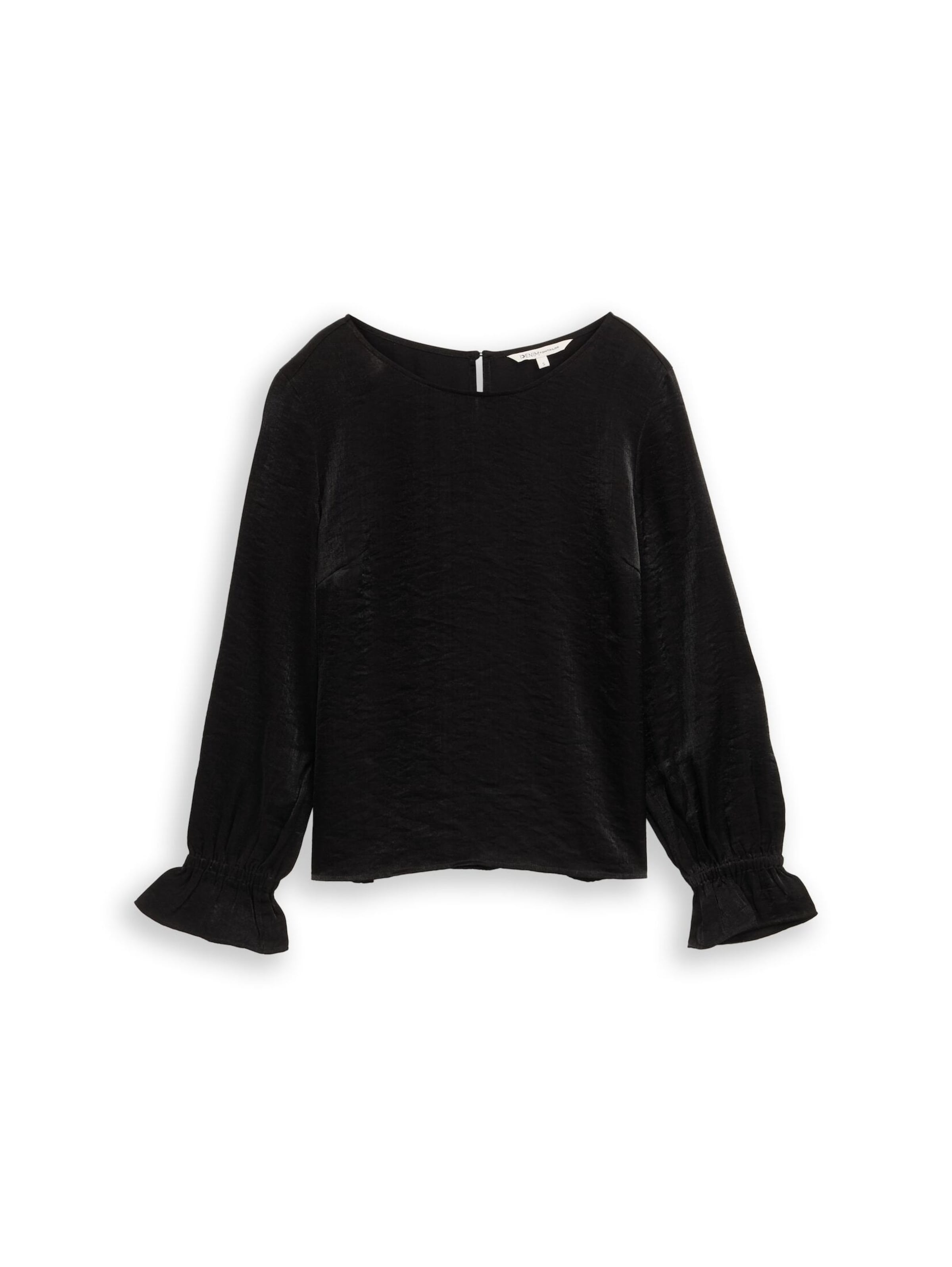 TOM TAILOR DENIM Blouse in Zwart: voorkant