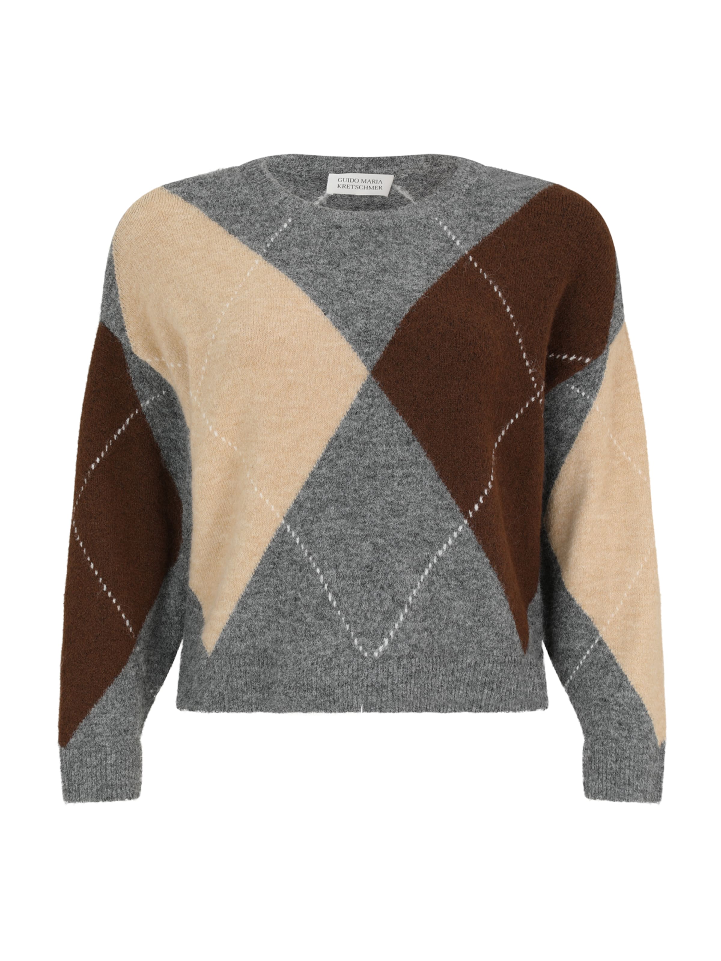 Guido Maria Kretschmer Curvy Свитер 'Hedda' в Бежевый / Коричневый / Серый меланж / Белый, Обзор товара