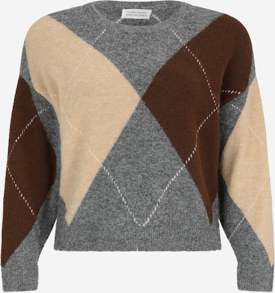Guido Maria Kretschmer Curvy Pulover 'Hedda' u bež / smeđa / siva melange / bijela, Pregled proizvoda