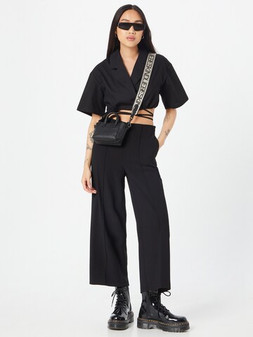 Warehouse - Pierna ancha Pantalón en negro