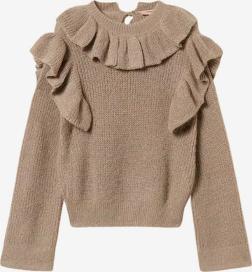 Twinset Sweater 'Lurex Yarn Sweater with Ruffles' in Beige: front