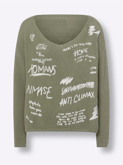 heine Pullover i khaki / hvid, Produktvisning