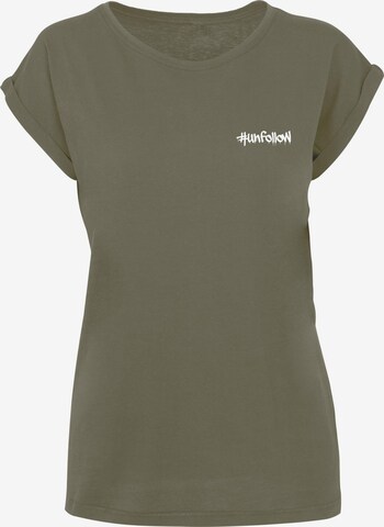Merchcode T-Shirt 'Unfollow' in Grün: predná strana
