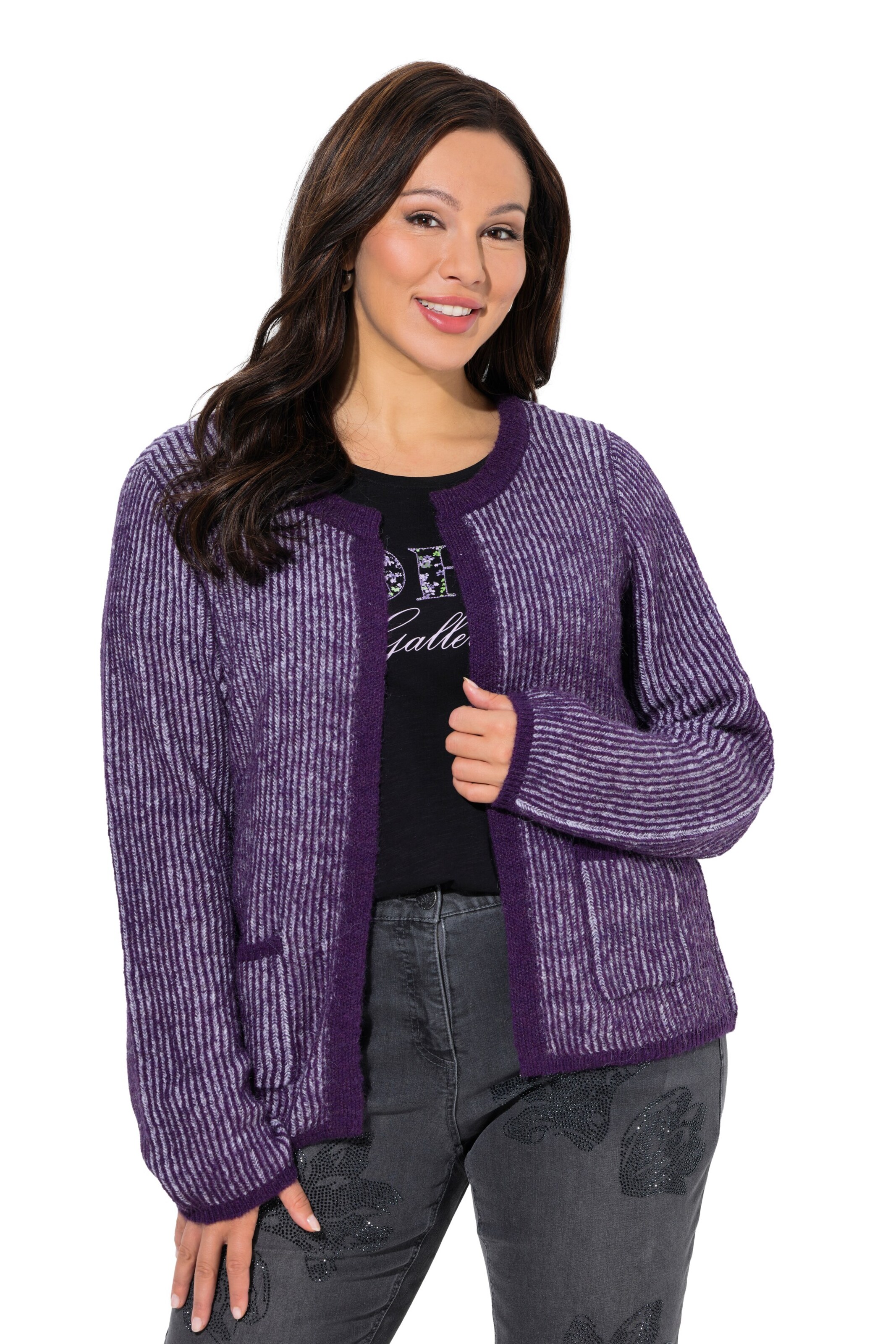 Ulla Popken Strickjacke in Lila: Vorderseite