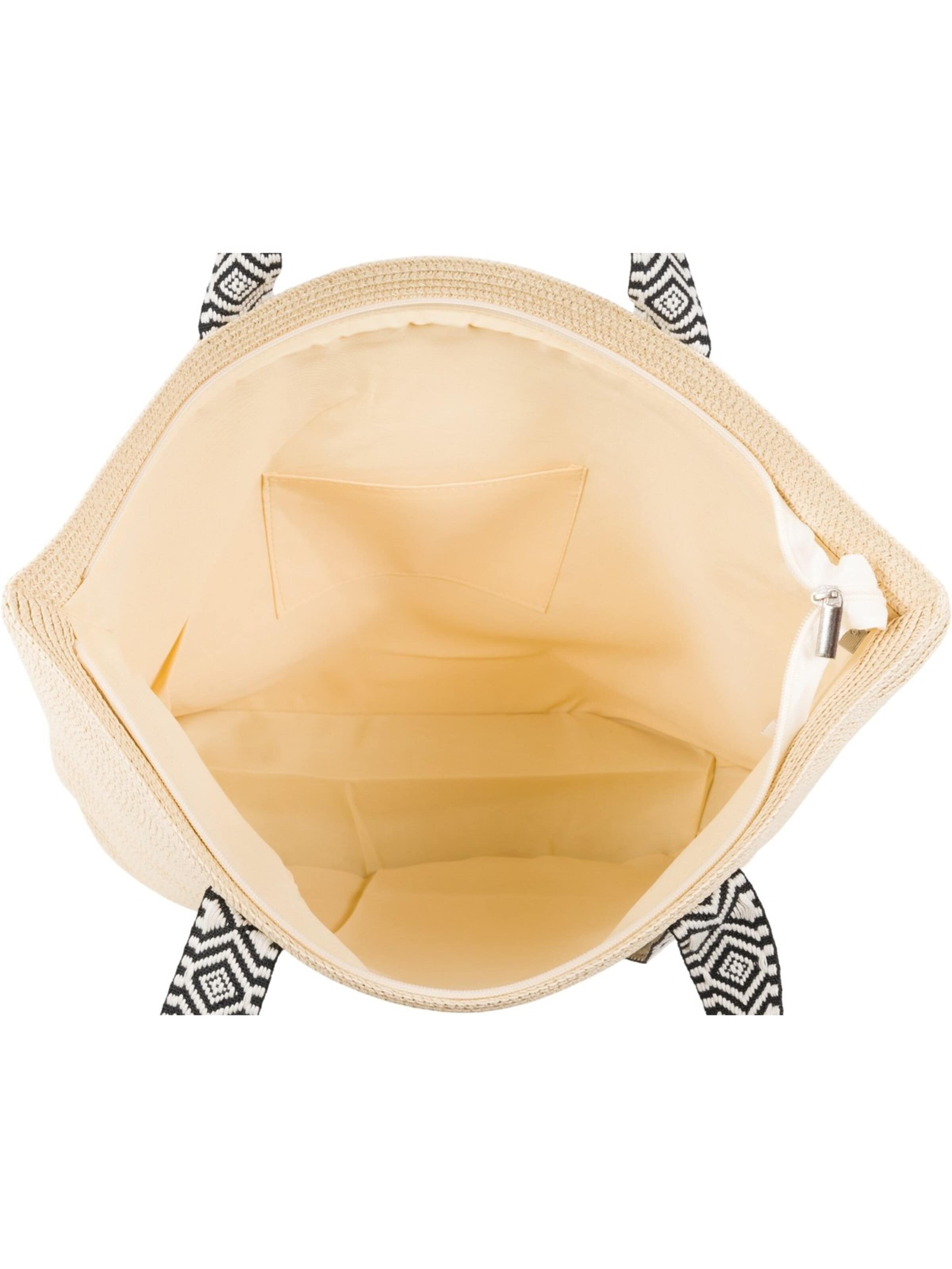 styleBREAKER Strandtasche 'Papierstroh Strandtasche Azteken Muster'‌‌‌‌ in Beige