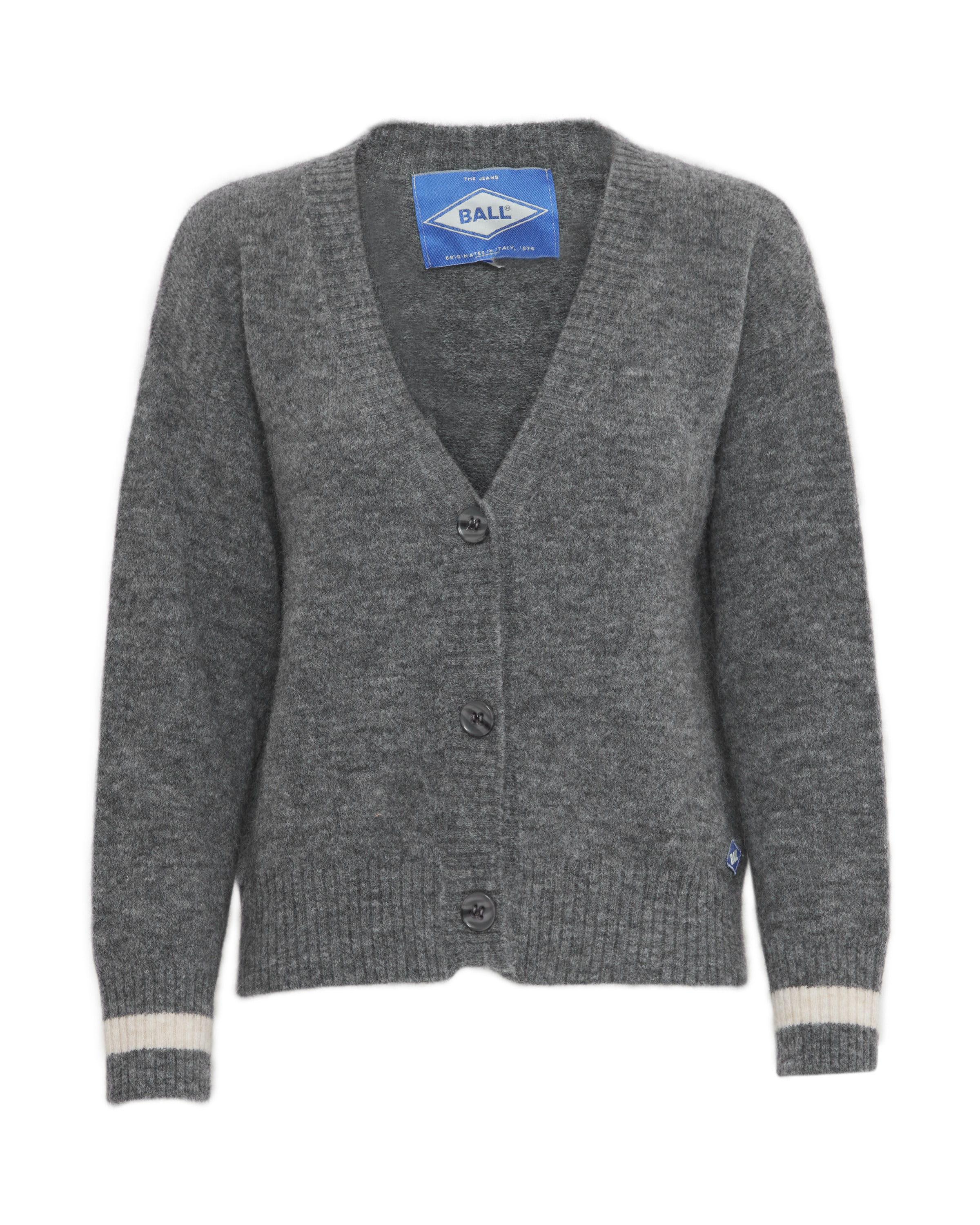 Ball Knit Cardigan 'ABIGAIL' in Grey: front