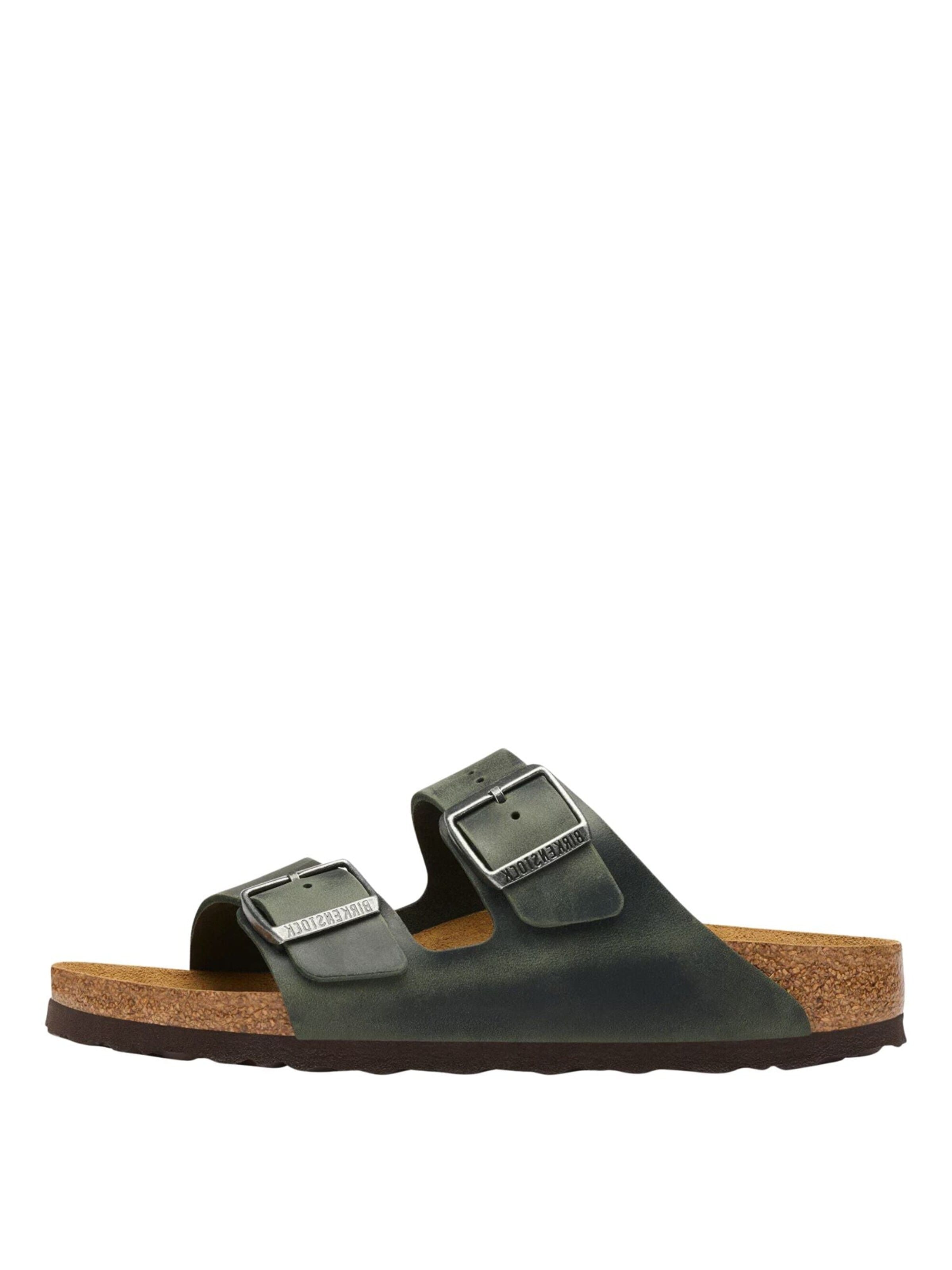 Zoccoletto 'Birkenstock ciabatta Arizona THYME OILED LEATHER pelle donna verde 1032822' di BIRKENSTOCK in verde: frontale
