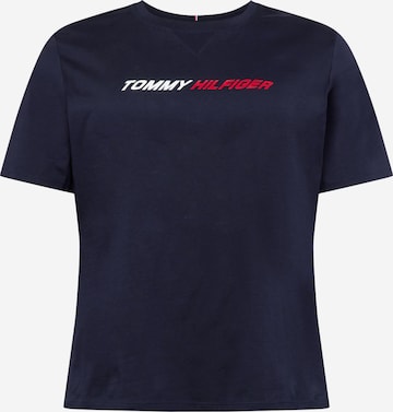 Tricou de la Tommy Hilfiger Curve pe albastru: față