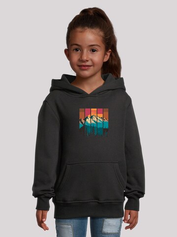 F4NT4STIC Sweatshirt 'Berg Sonnenuntergang Retro' in Zwart: voorkant