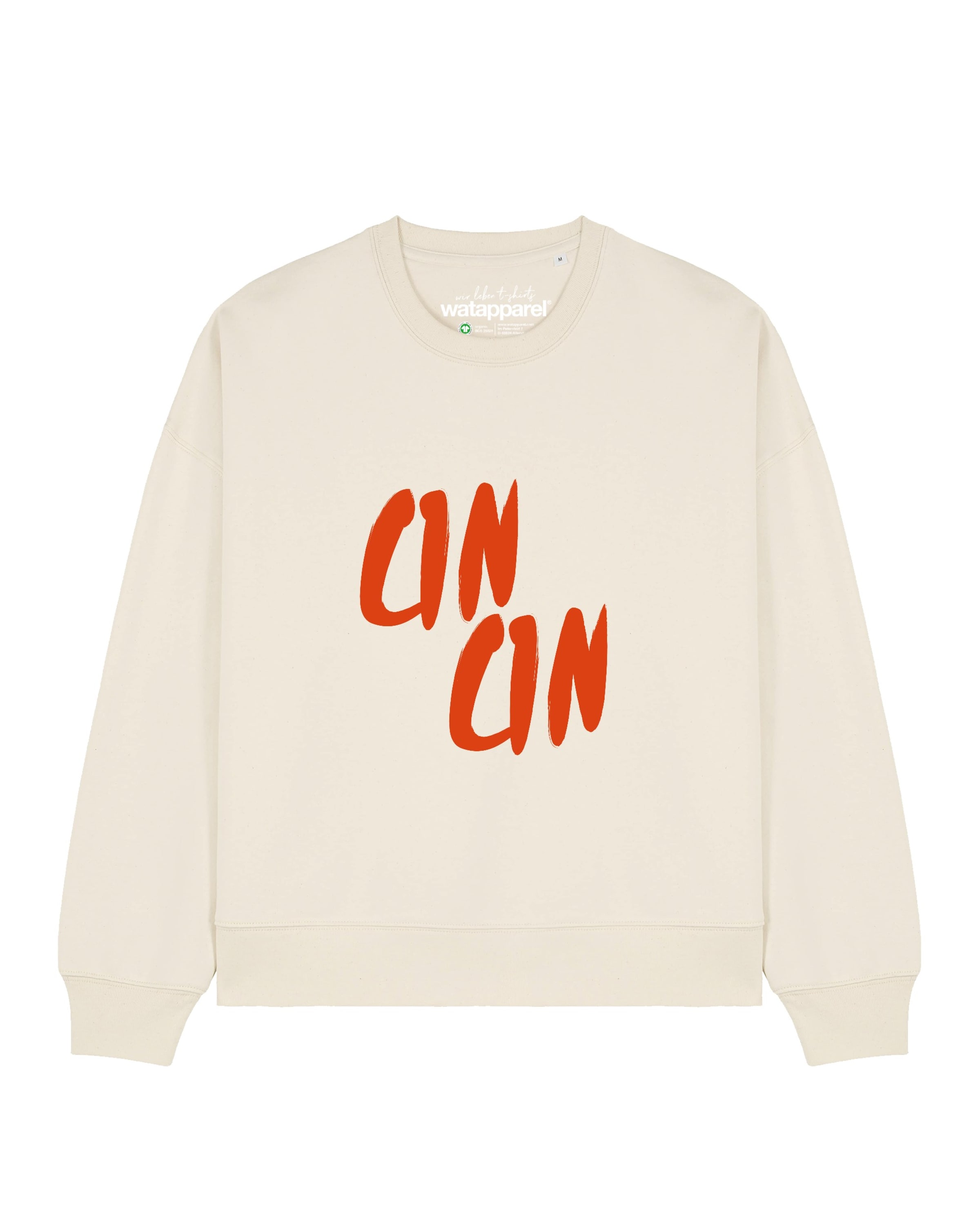 Felpa 'Cin Cin ' di Watapparel in bianco: frontale