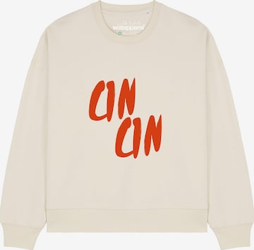Felpa 'Cin Cin ' di Watapparel in bianco: frontale