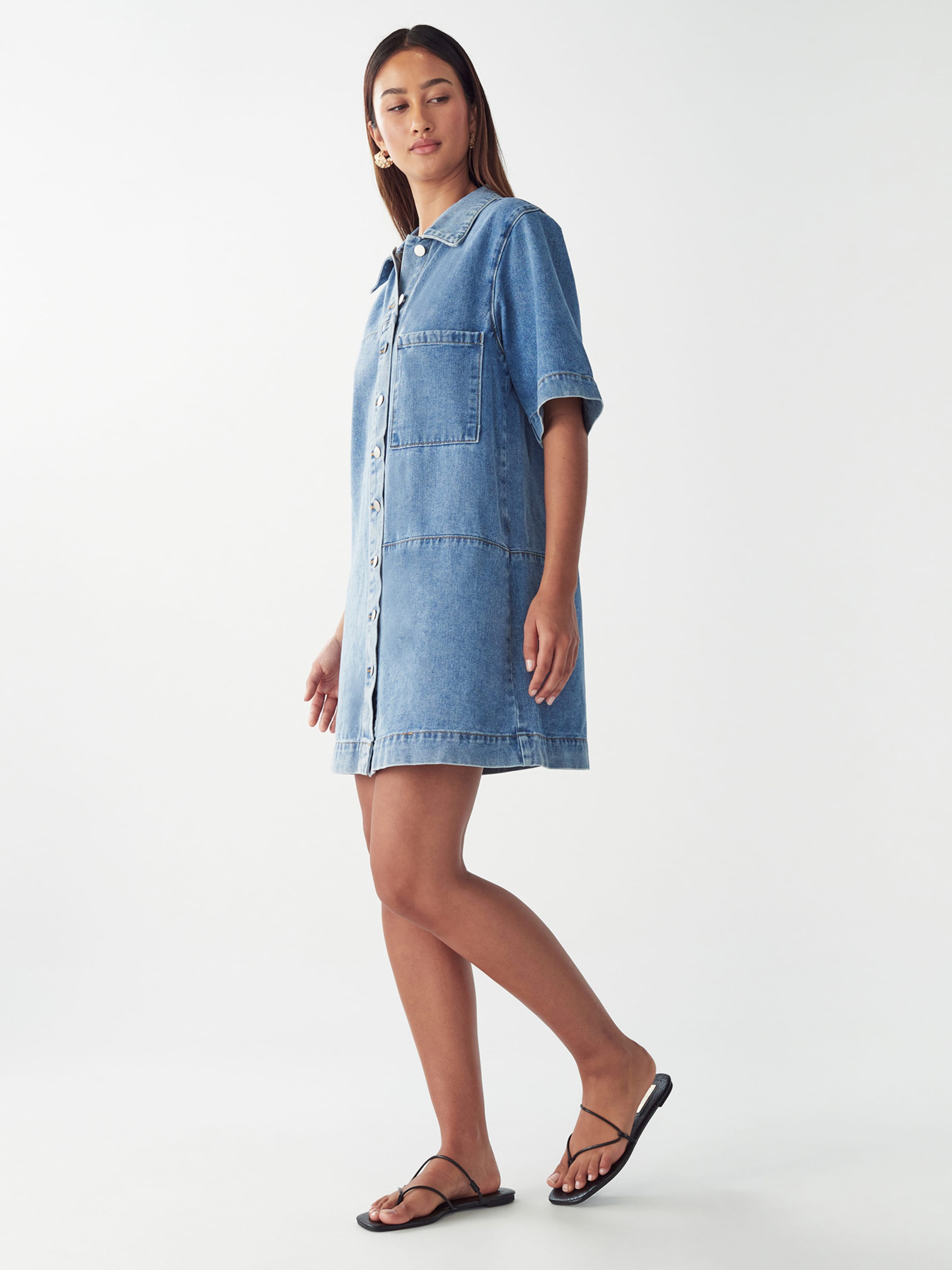 St MRLO Blousejurk 'DENIM SHIRT DRESS' in Blauw