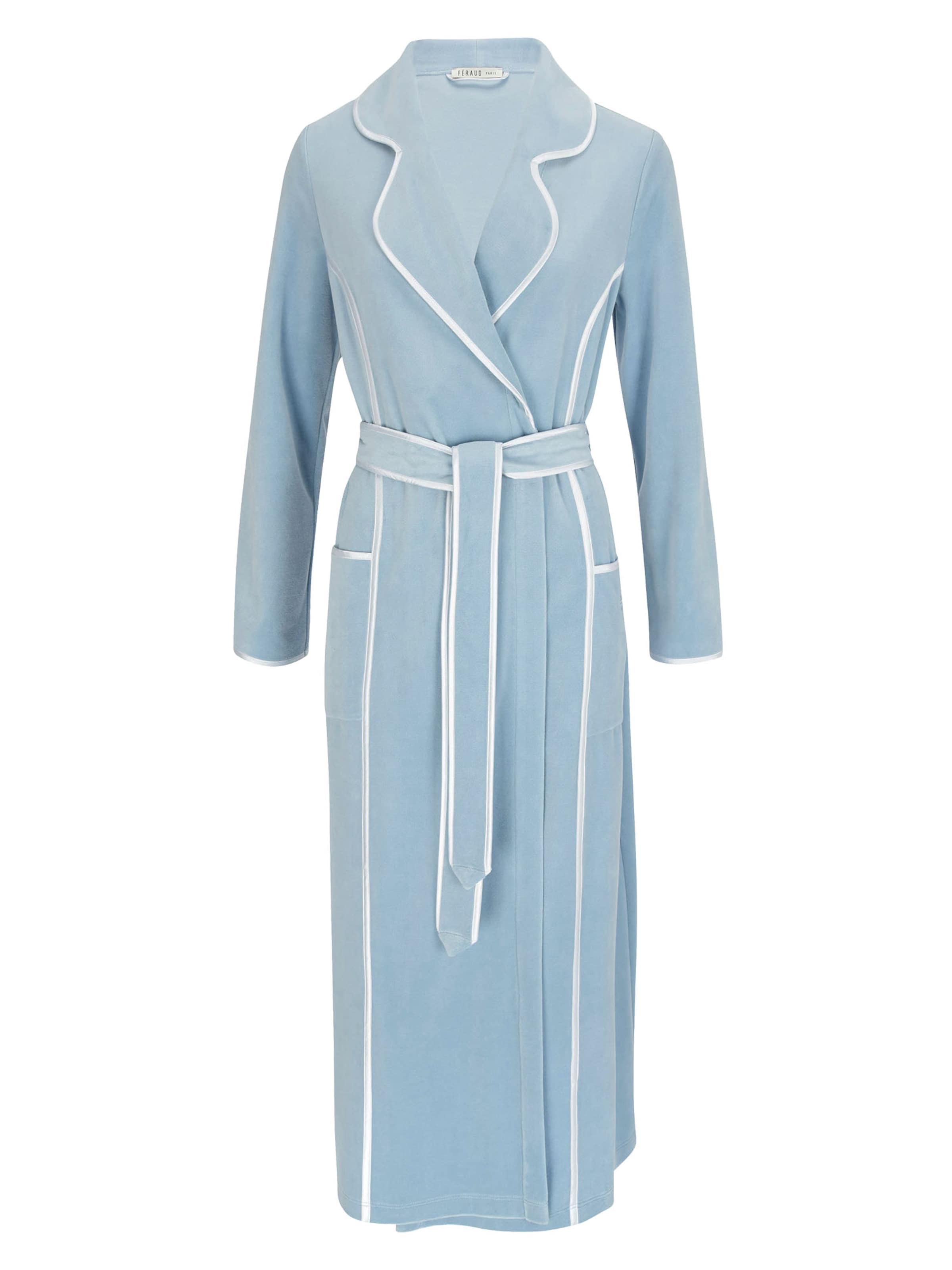 FÉRAUD PARIS Short Bathrobe ' High Class ' in Blue: front