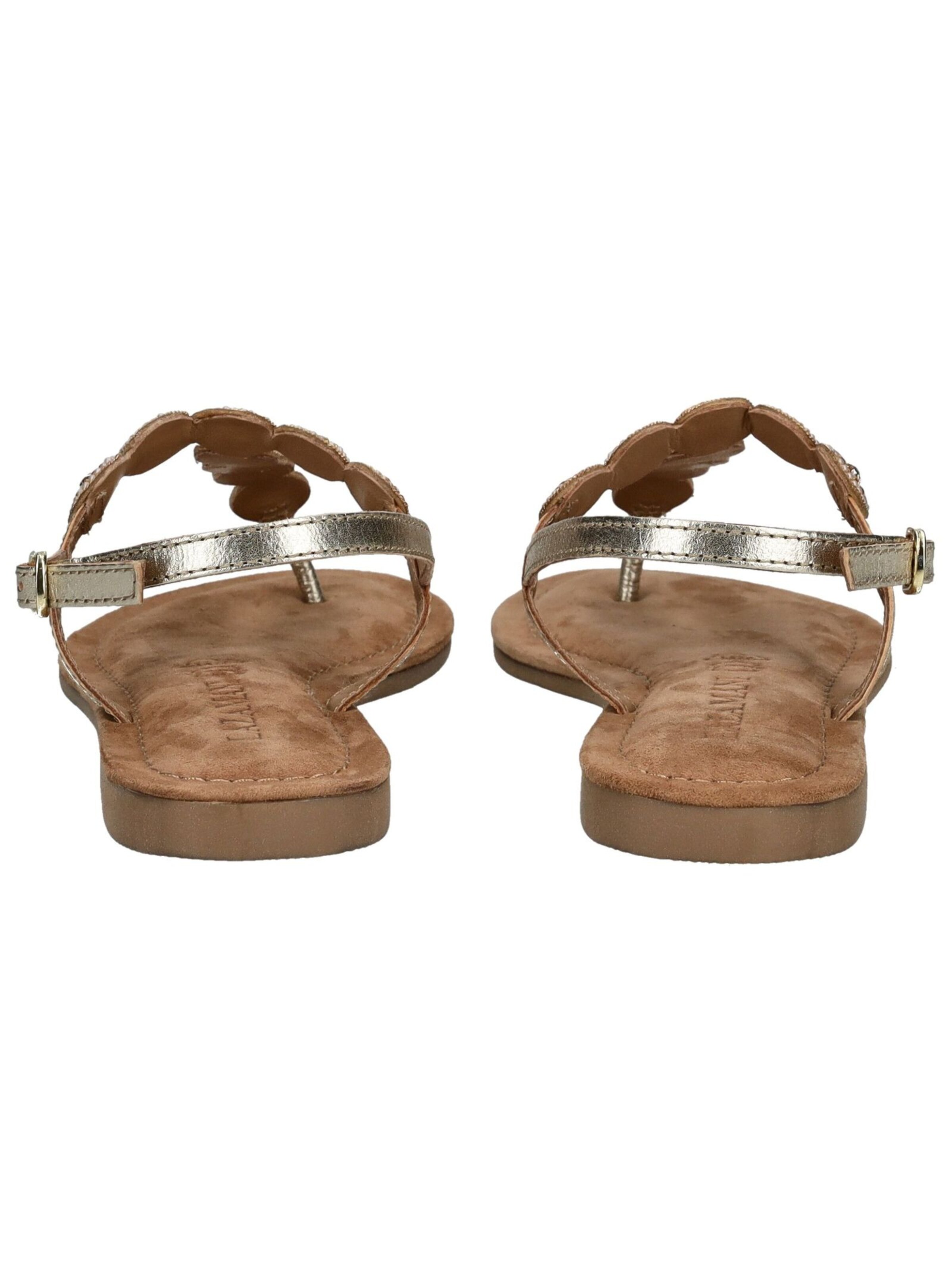 LAZAMANI T-Bar Sandals in Gold