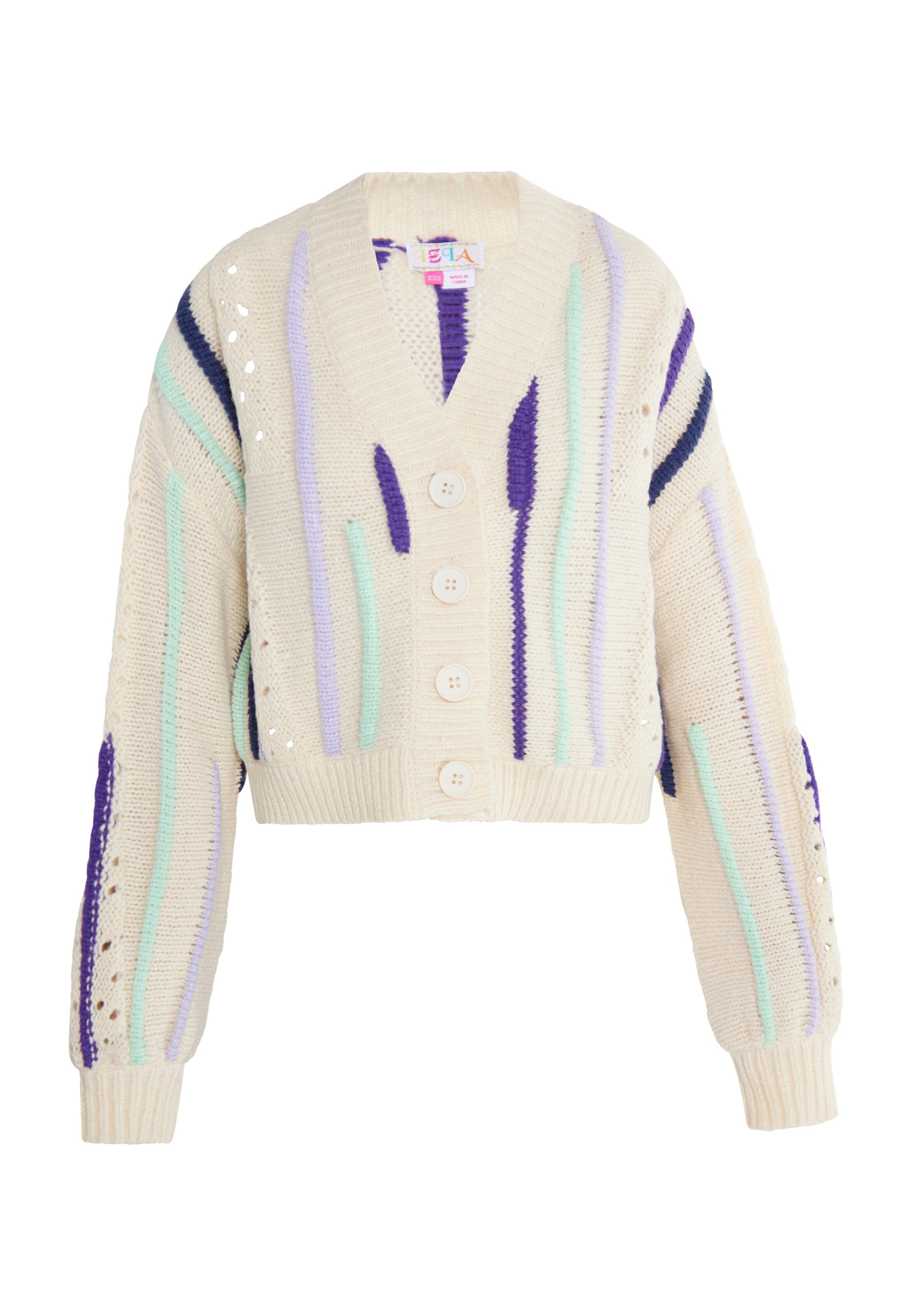 IZIA Πλεκτή ζακέτα 'Eyota' σε μπεζ: μπροστά