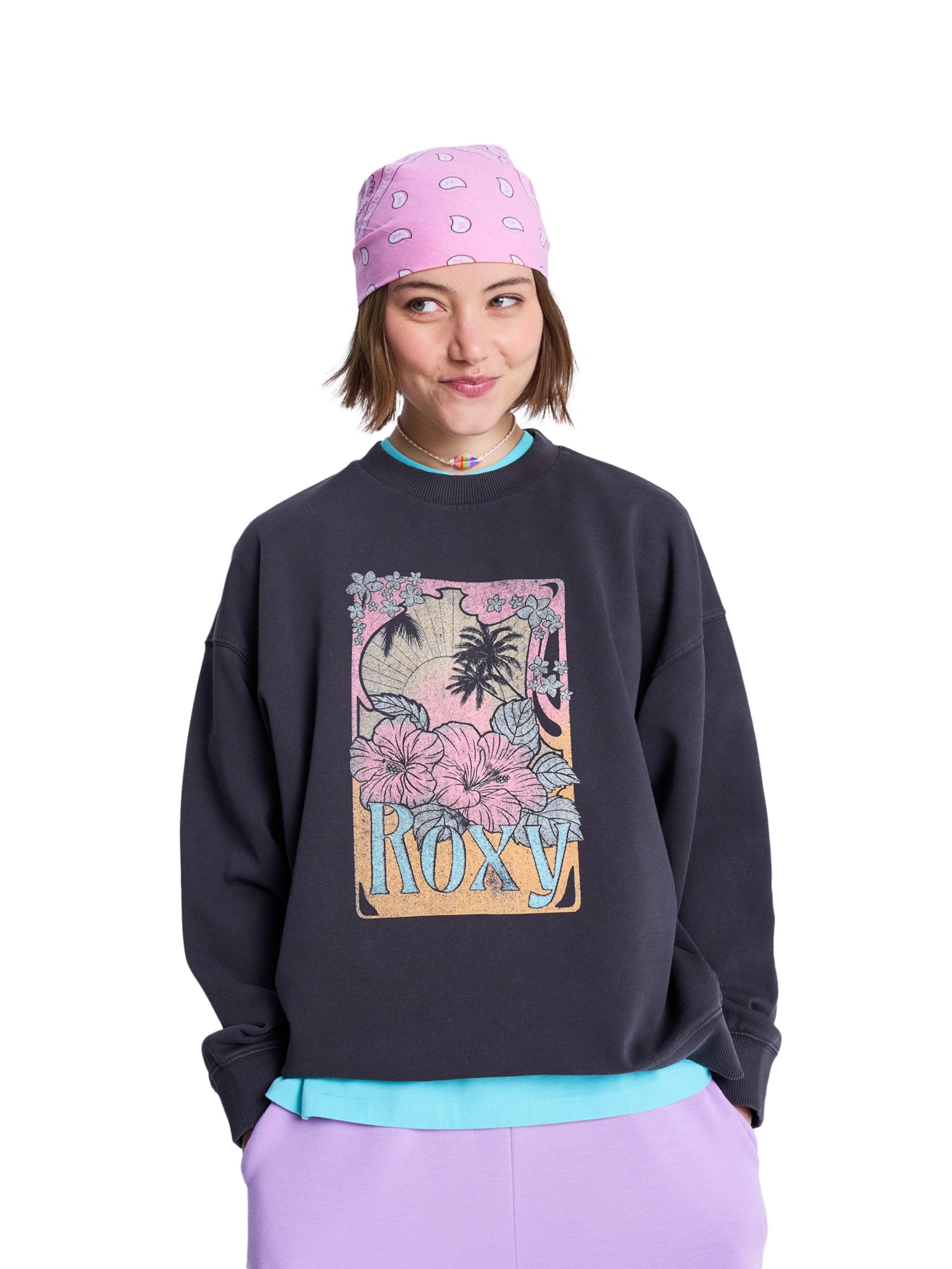 Sweat-shirt 'Lineup' ROXY en gris : devant