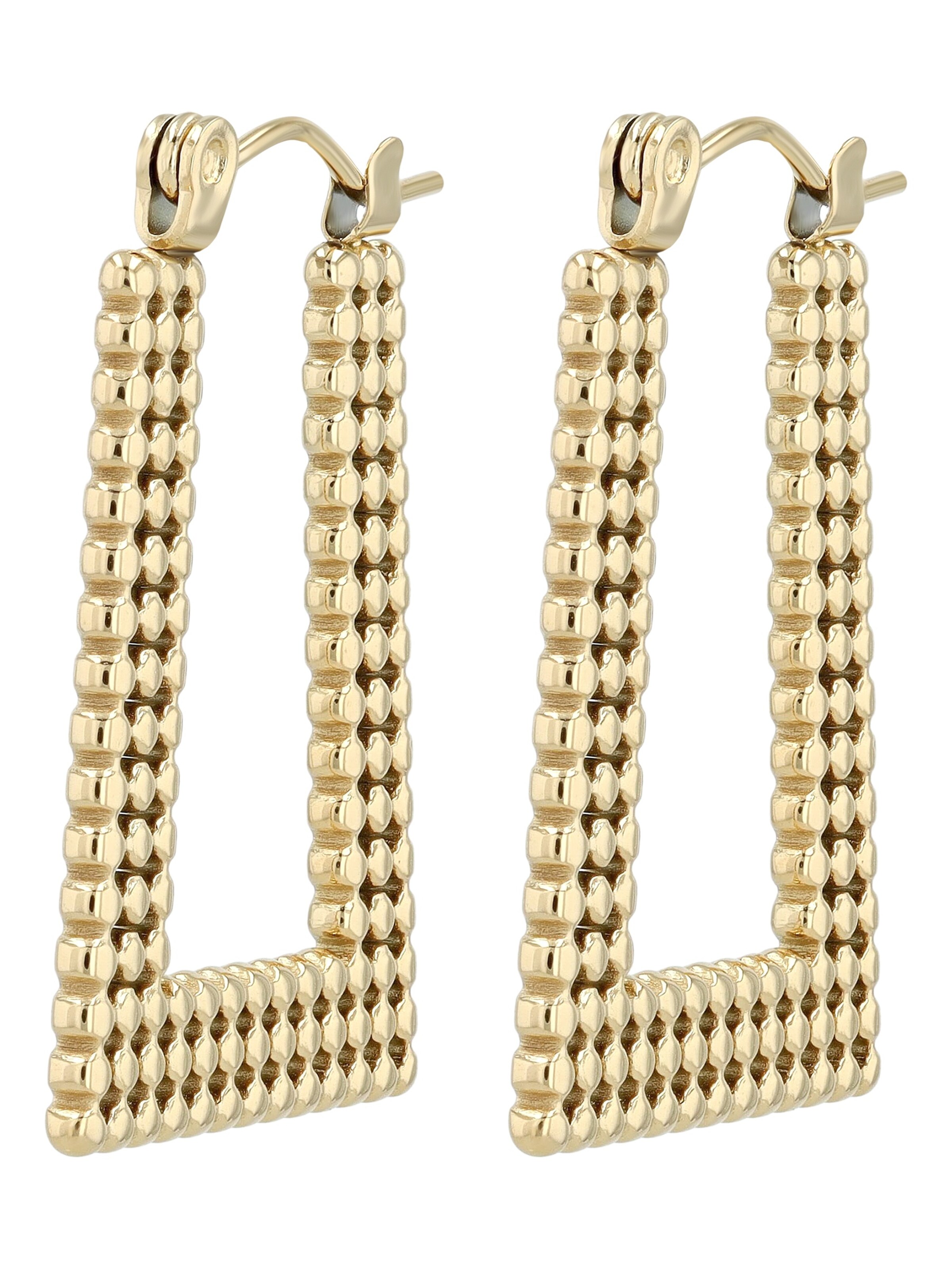 Akzent Earrings 'langlebig, Edelstahl, Kugel-Design, 27x20 mm, Silber o. Gold' in Gold: front