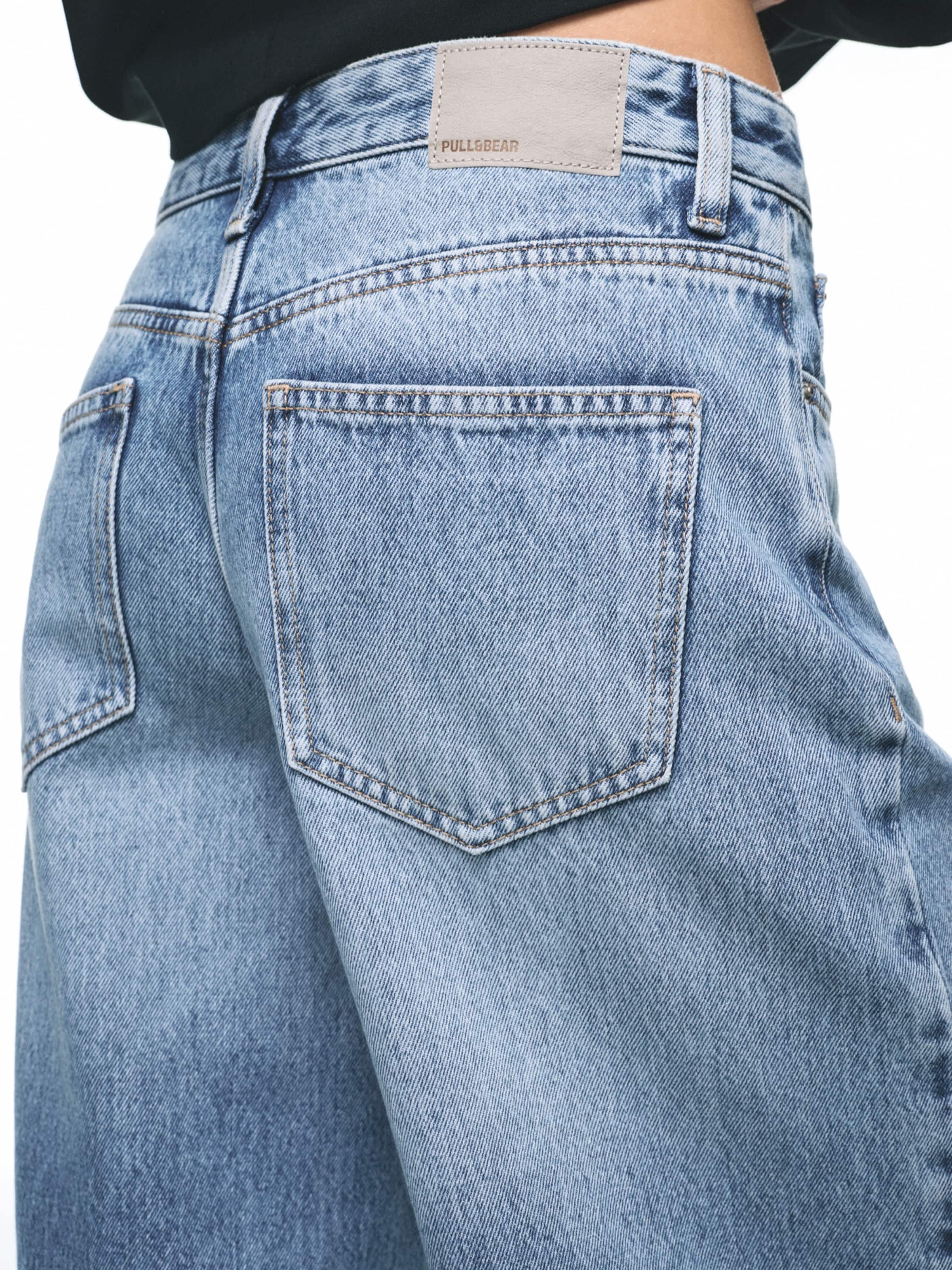 Pull&Bear Wide leg Jeans in Blauw