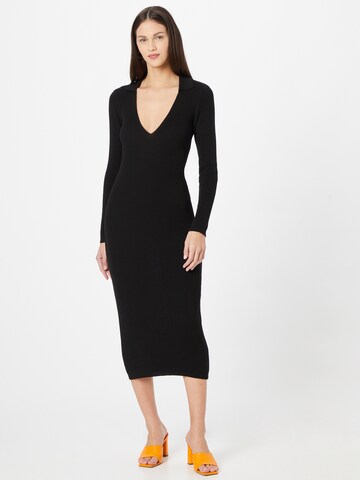 NU-IN Knitted dress 'Collar' in Black: front