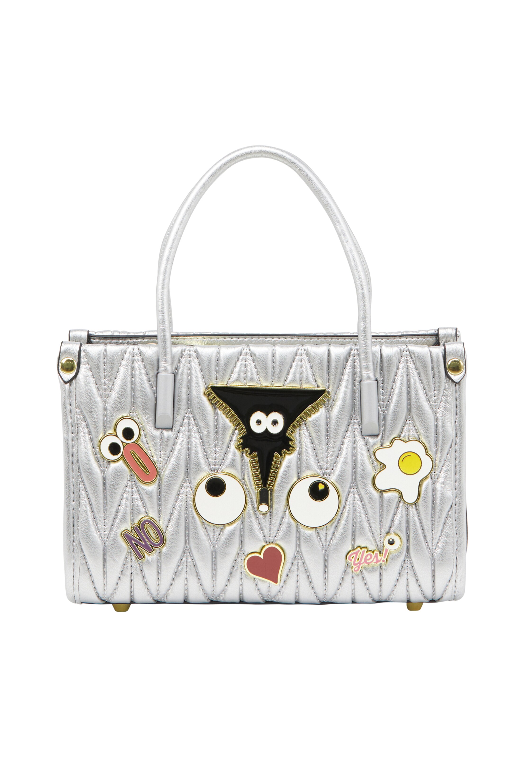 MYMO - Malas de tiracolo 'Pop Eyetheme' em prata: frente