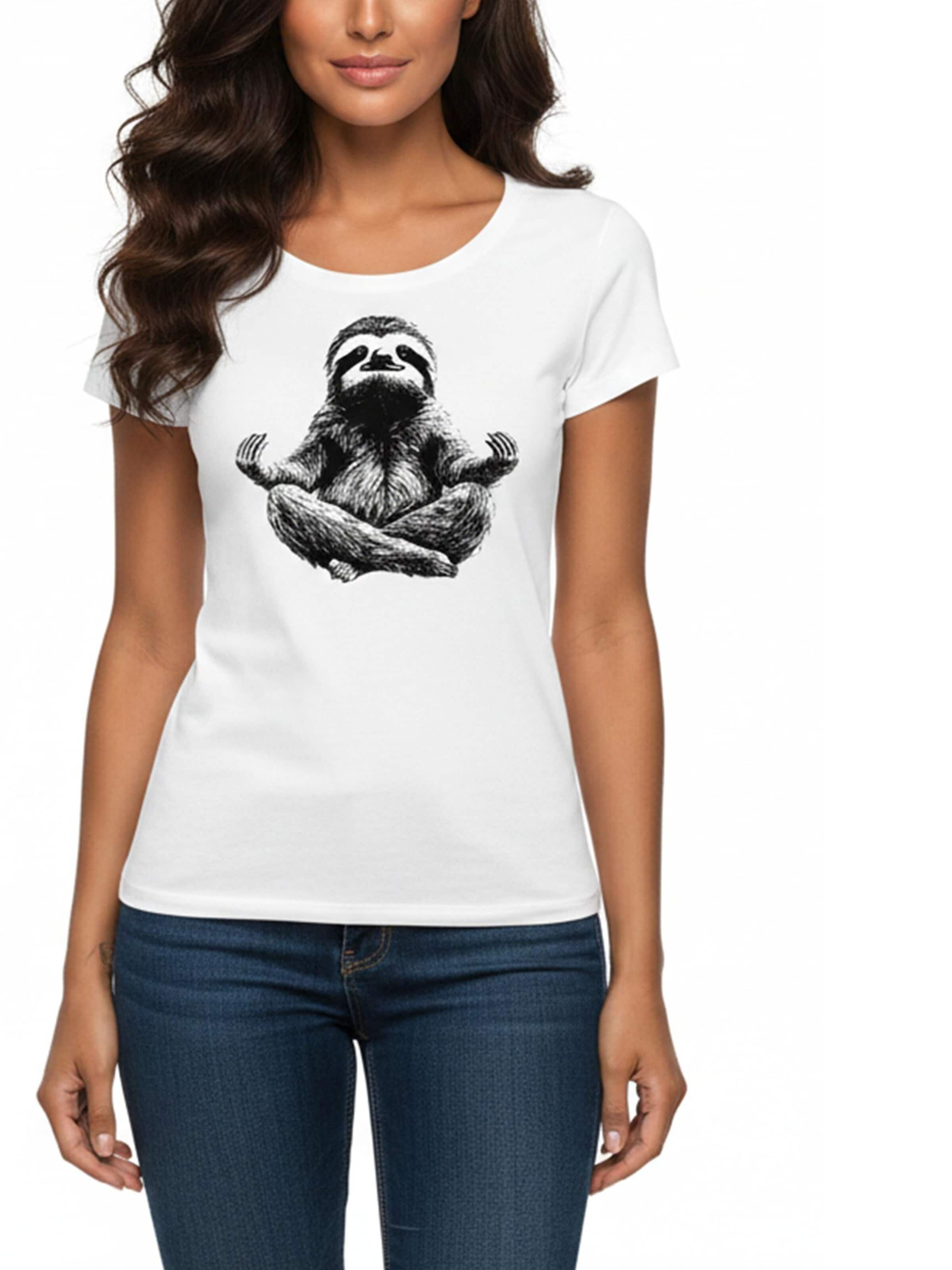 MAKAYA Shirt 'Meditation - Sloth -' in White: front