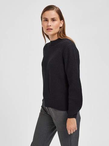 Selected Femme Petite Sweater 'Leslie' in Black: front