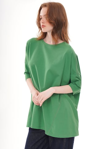 T-shirt '2 Colors Oversized Half Sleeve Longline Crew Neck Tunic Top' yoligex en vert