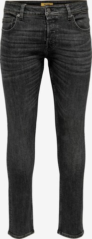 Slimfit Jeans 'Loom' di Only & Sons in nero: frontale