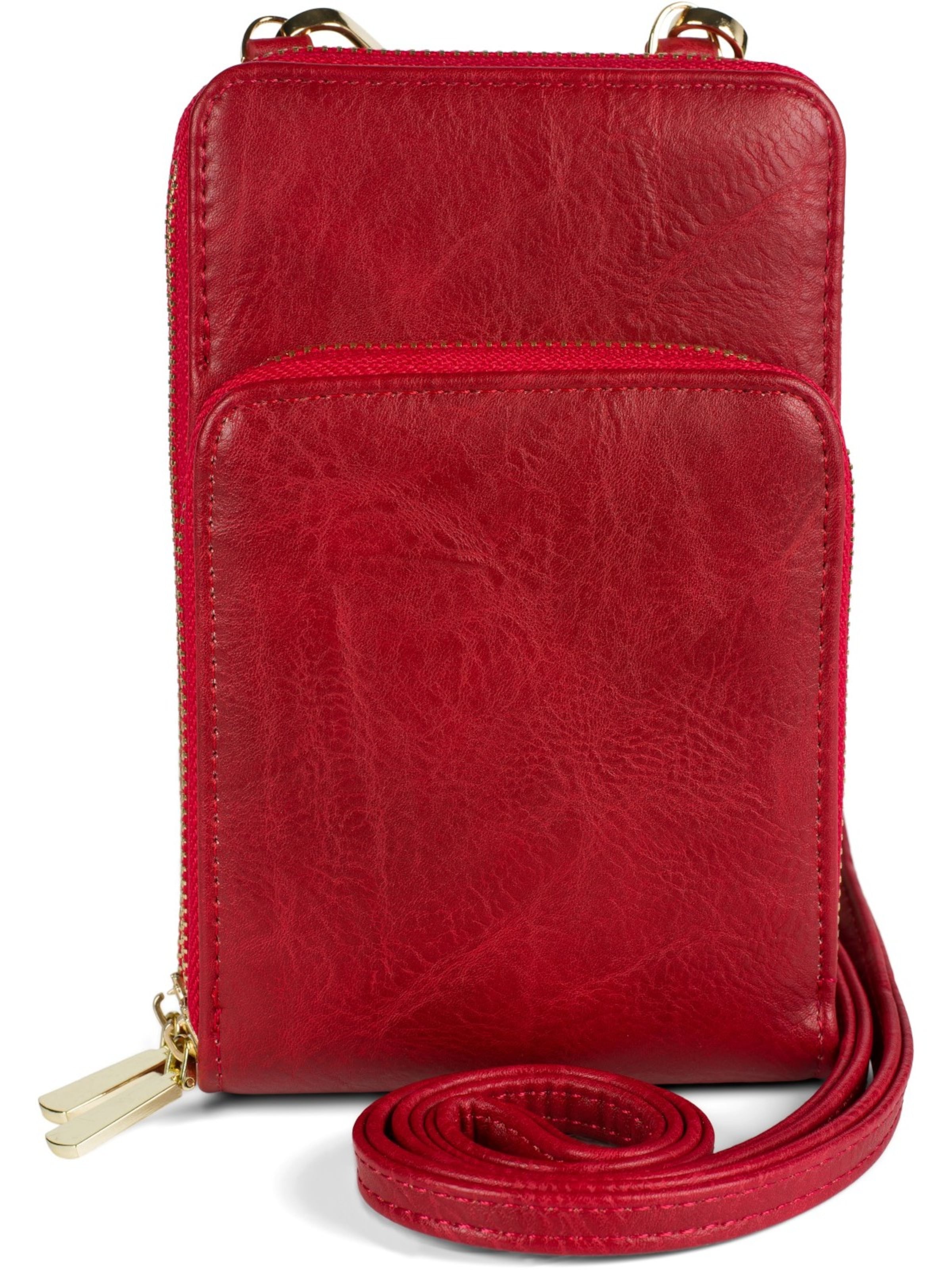 styleBREAKER Crossbody bag 'Mini Umhängetasche Einfarbig - RFID Schutz' in Red: front