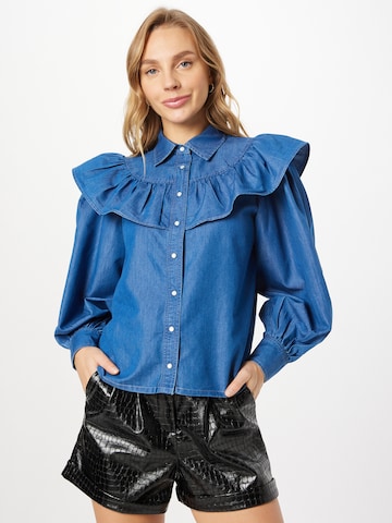 Nasty Gal Blouse in Blue: front