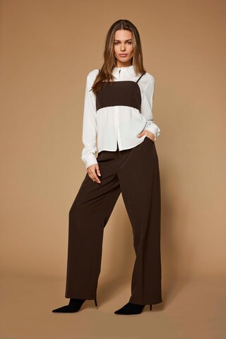 ONLY Wide leg Pleat-Front Pants 'Tate-Abba' in Brown