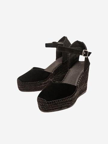 Alhamas Slingpumps 'Alpargata Cuña 10 cm Ante' in Zwart